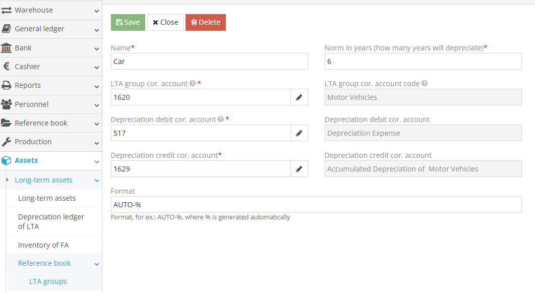 Creating long-term asset groups for reference